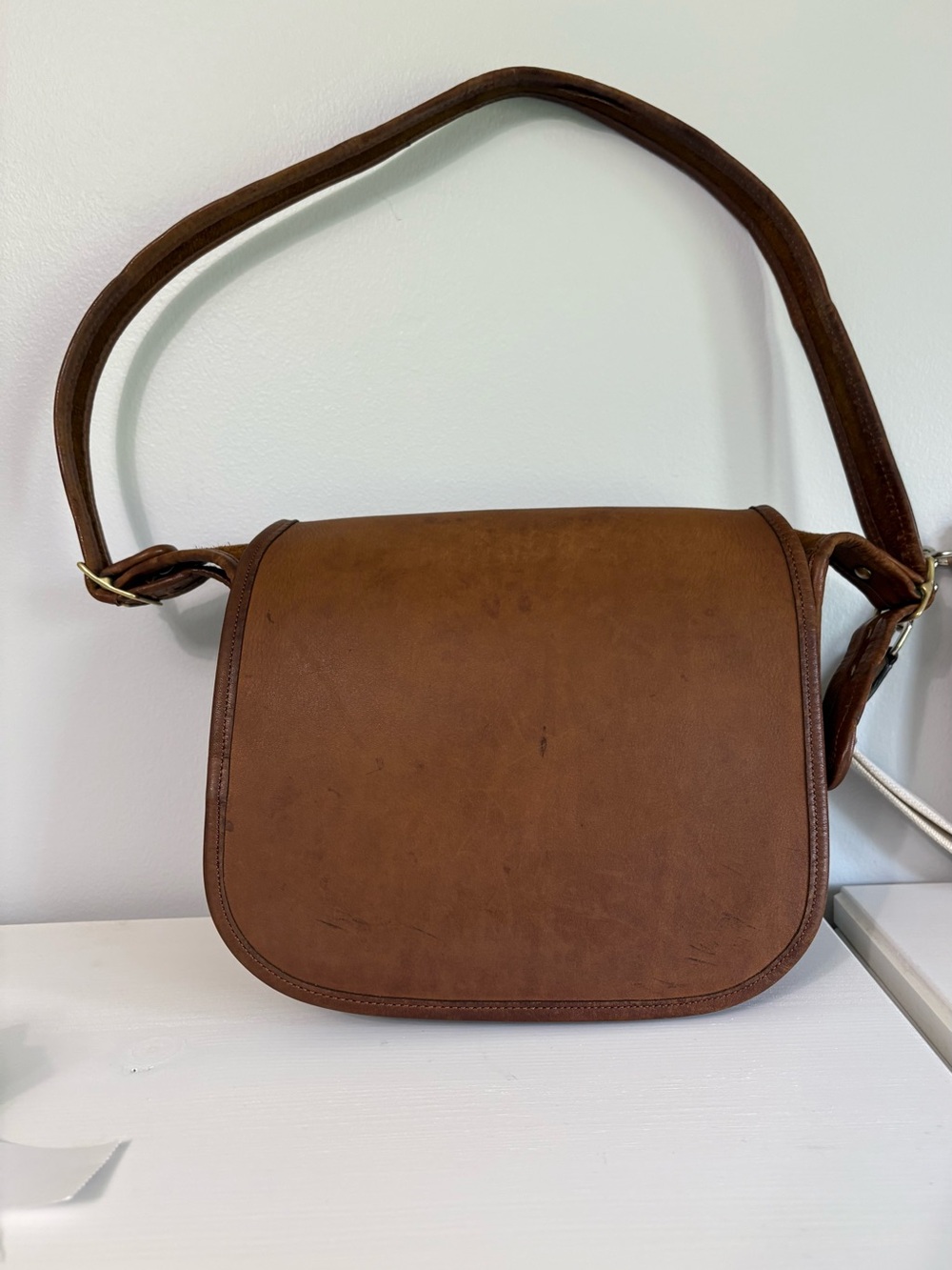 RARE NYC MADE Vintage Coach Companion Flap Bag | British Tan Leather #9919